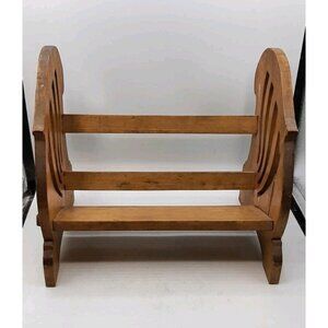 Handmade Vintage Wooden Book Trough Shelf Rest Rack Desk Top Mid Century